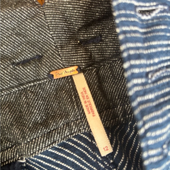 Free People Navy and White Striped Relaxed Trouser Pants - Picture 2 of 2